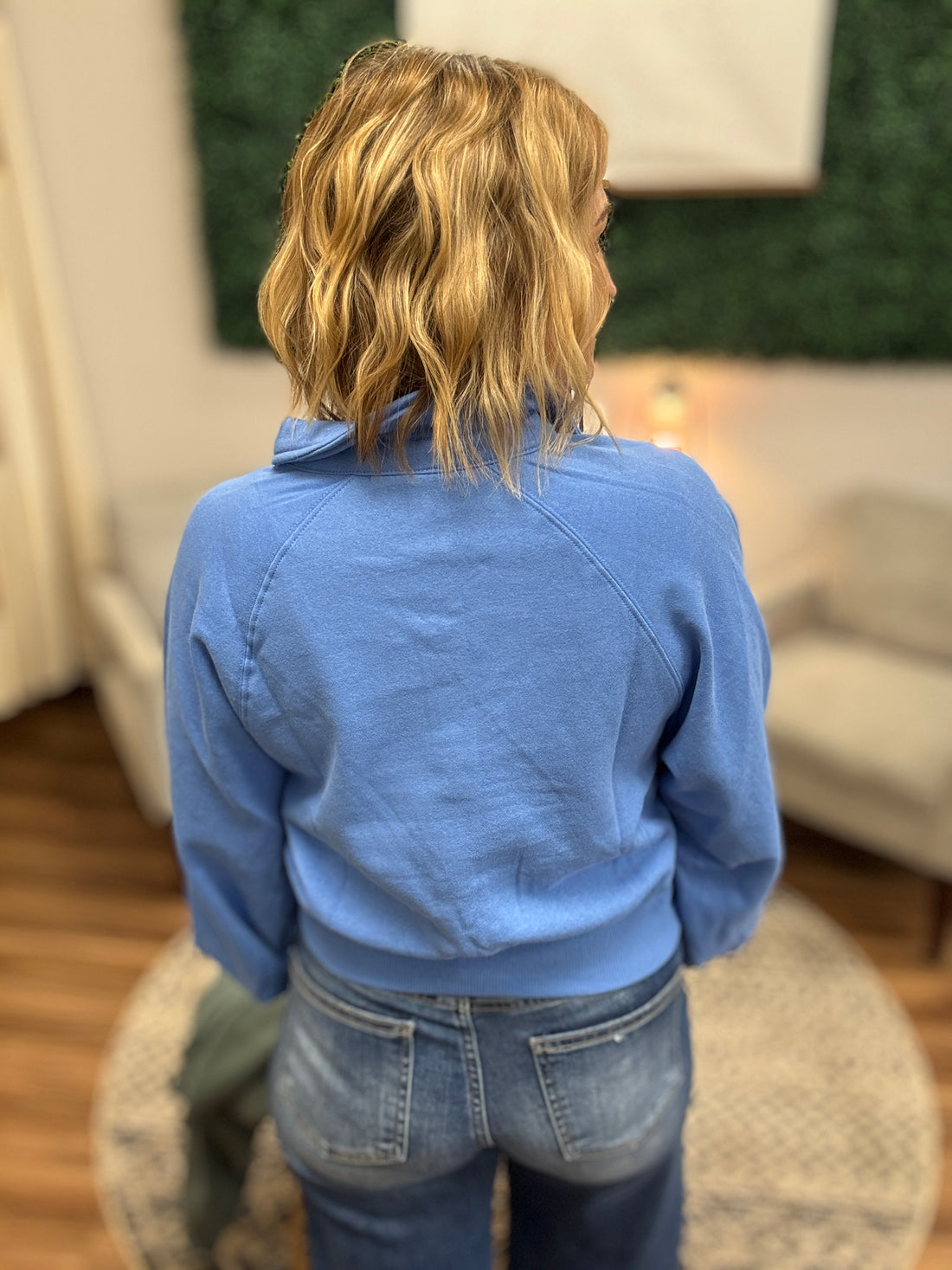 Balloon Sleeve Snap Polo - Marine Blue