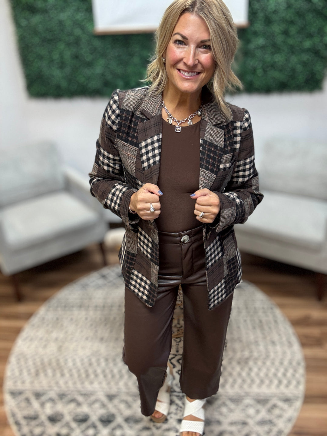 Cropped Faux Leather Pants - Chocolate
