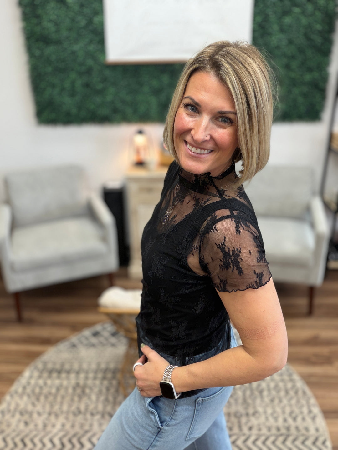 Short Sleeve Lace Top