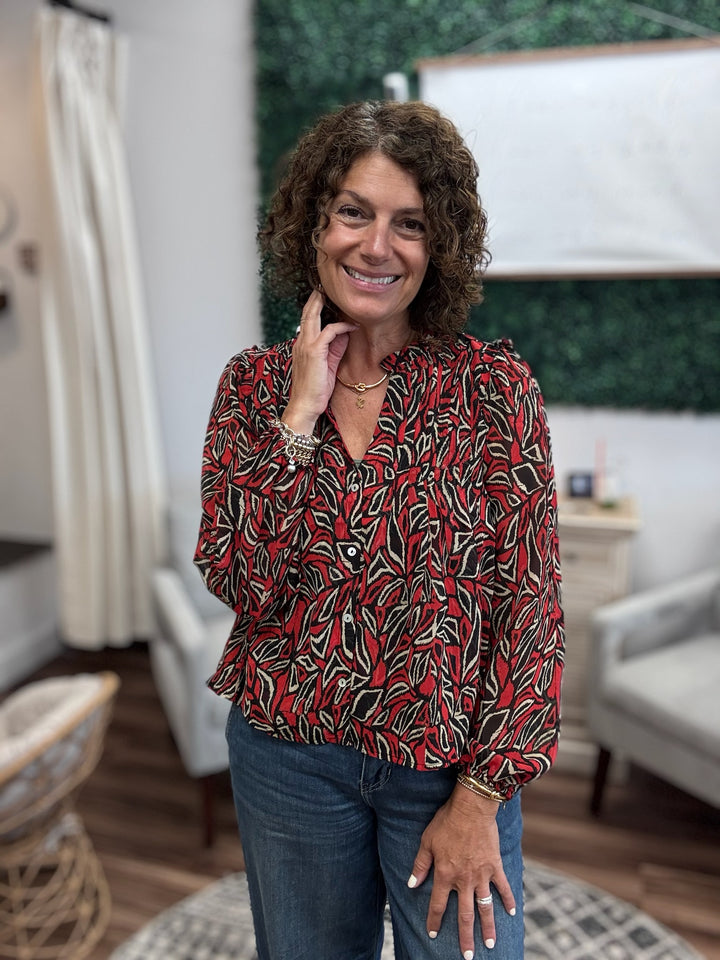 Liverpool - Long Sleeve Woven Blouse with Pintucks