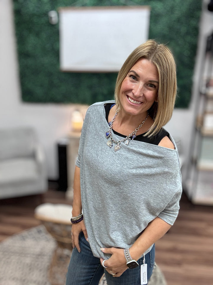Day to Night Short Sleeve Dolman - Heather Grey