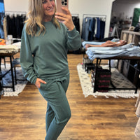 Scuba Crewneck Pullover & Jogger 2-Piece Set - Ash Jade