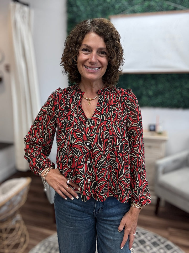 Liverpool - Long Sleeve Woven Blouse with Pintucks