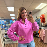 French Terry Pigment Dyed Pullover - Neon Hot Pink