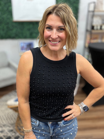 City Lights Embellished Tank - Black