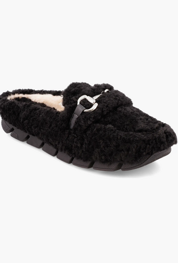 MIA Limited Edition Black Faux Shearling Slide