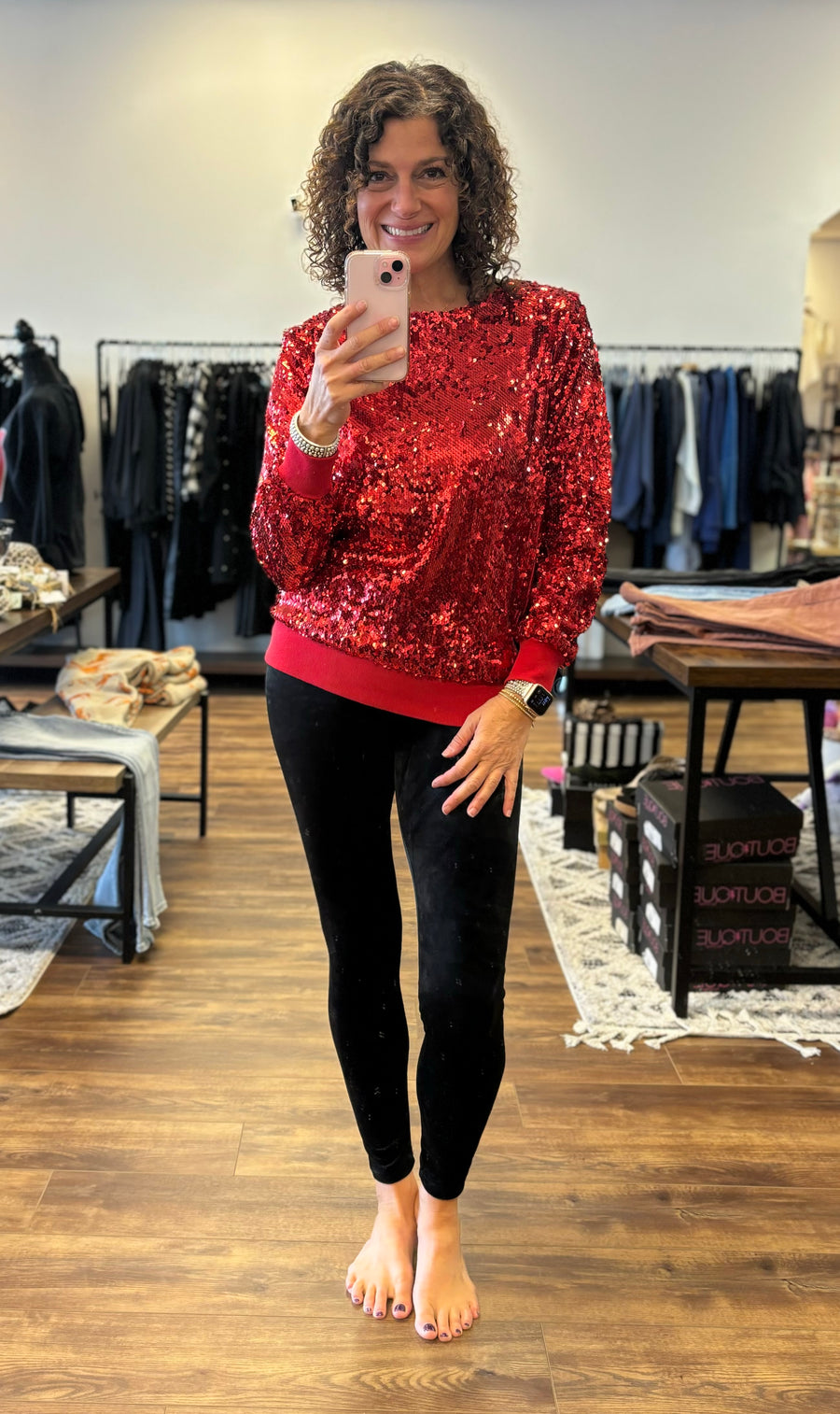 In the Spotlight Sequin Top - Red