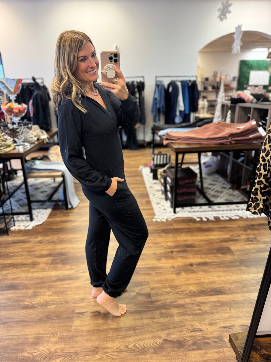 Karina - Long Sleeve Jumpsuit - Black