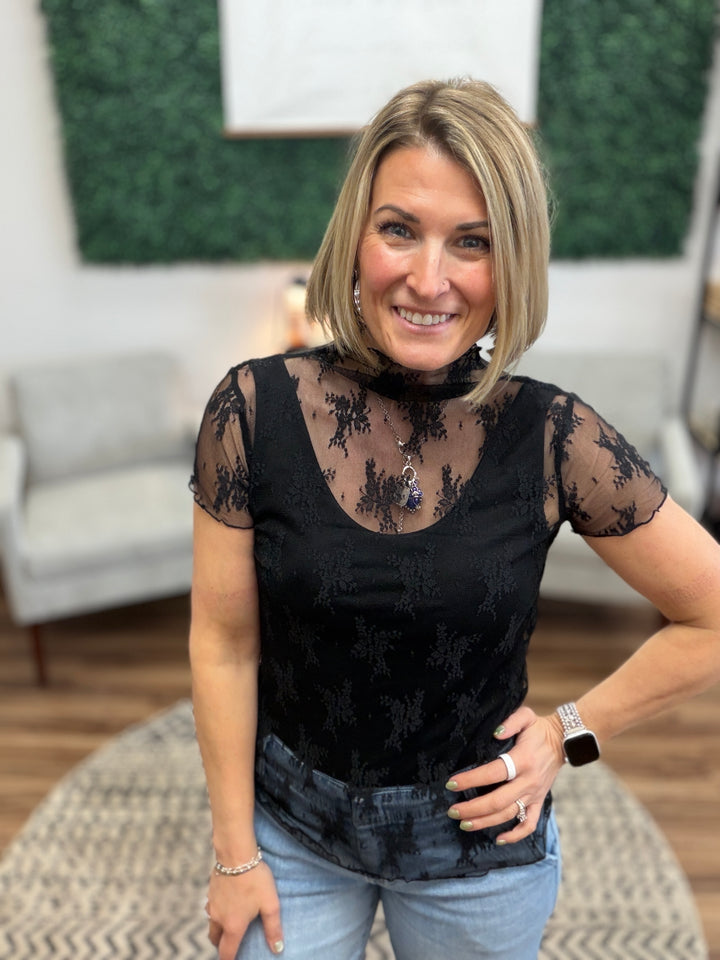 Short Sleeve Lace Top