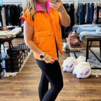 Maddox - Reversible Puffer Vest - Pink/Orange