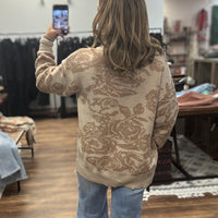 Taupe Floral Sweater