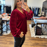 Love Interest Velvet Top - Cranberry