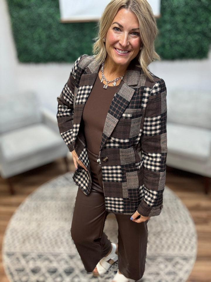 Patchwork Plaid Blazer