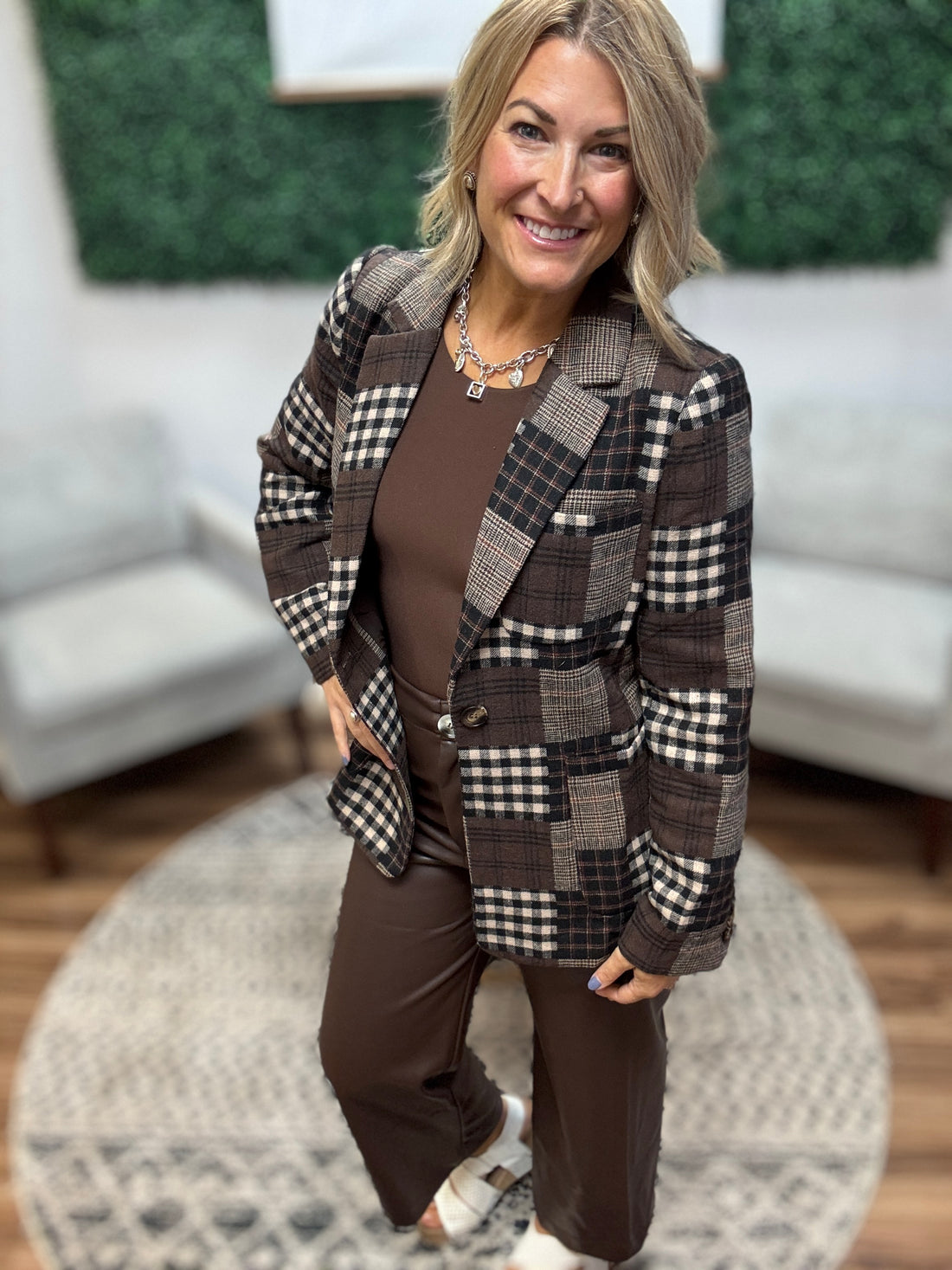 Patchwork Plaid Blazer