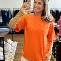 Embossed Oversized Go Team Tee - Orange