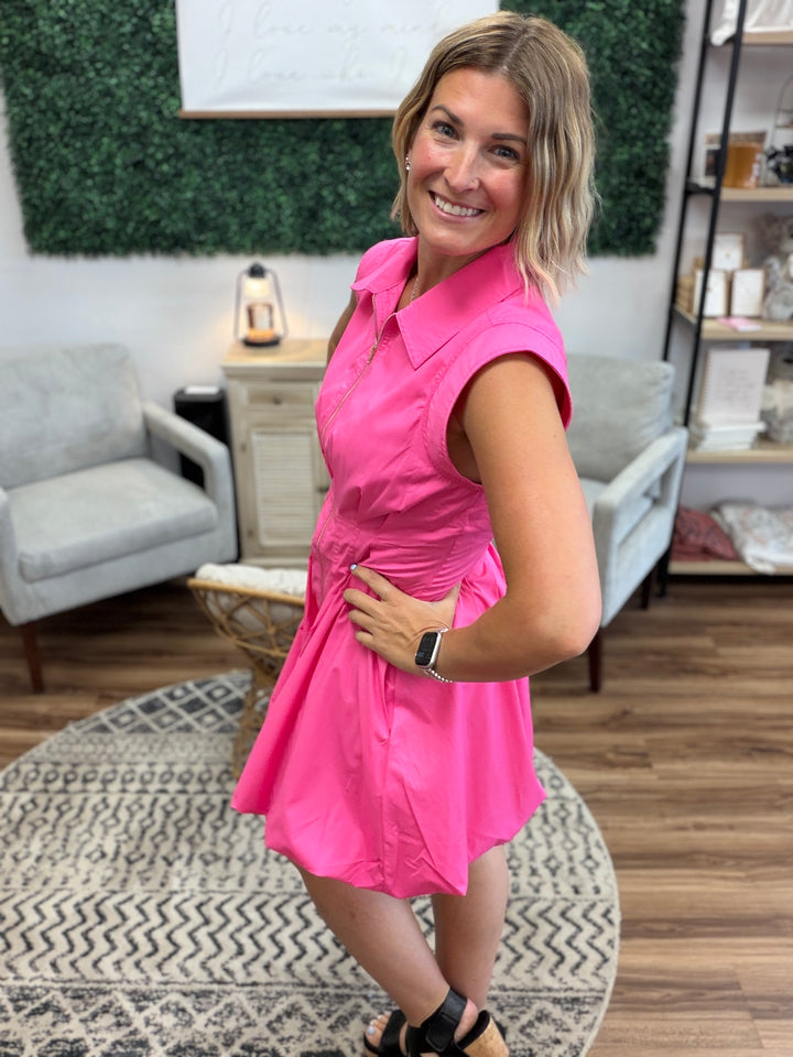 Pop of Pink Bubble Dress