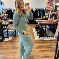 Ribbed Hayden Hoodie Jumpsuit - Moss