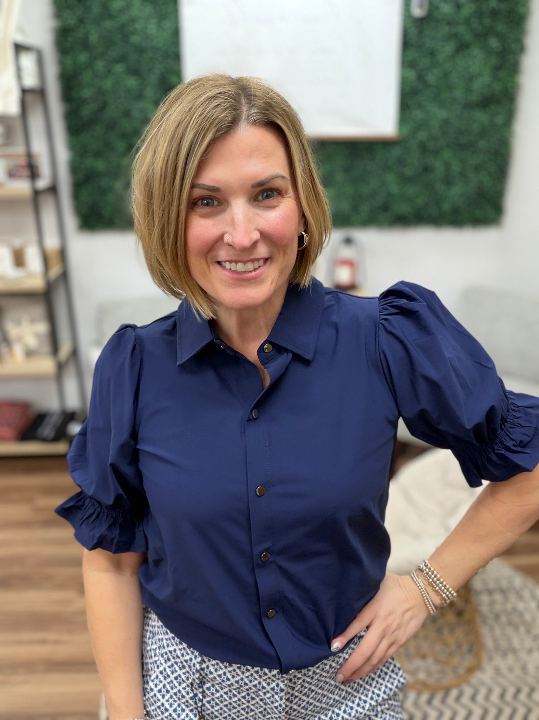 Liverpool - Snap Front Knit Shirt - Navy