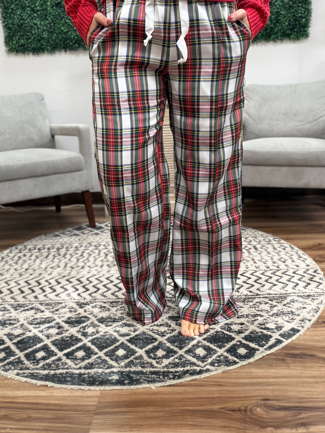 Everywear Pant - White Plaid