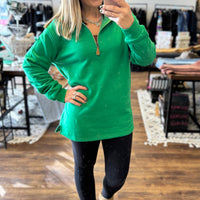 Miley - Vintage Quarter Zip Pullover - Green