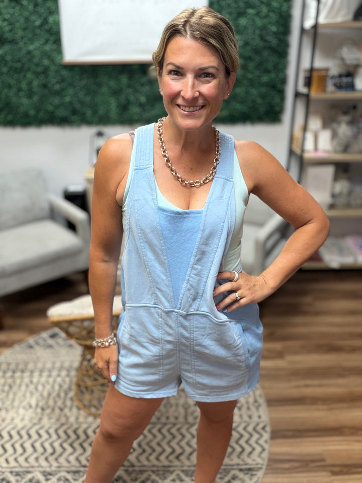 Beach Please Romper - Light Blue