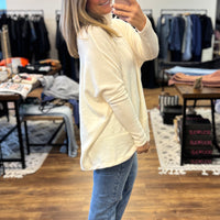 Brushed Melange Turtleneck Poncho Pullover - Winter White