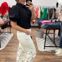 Liverpool - Stride Wide Leg Floral Cut Out Jeans