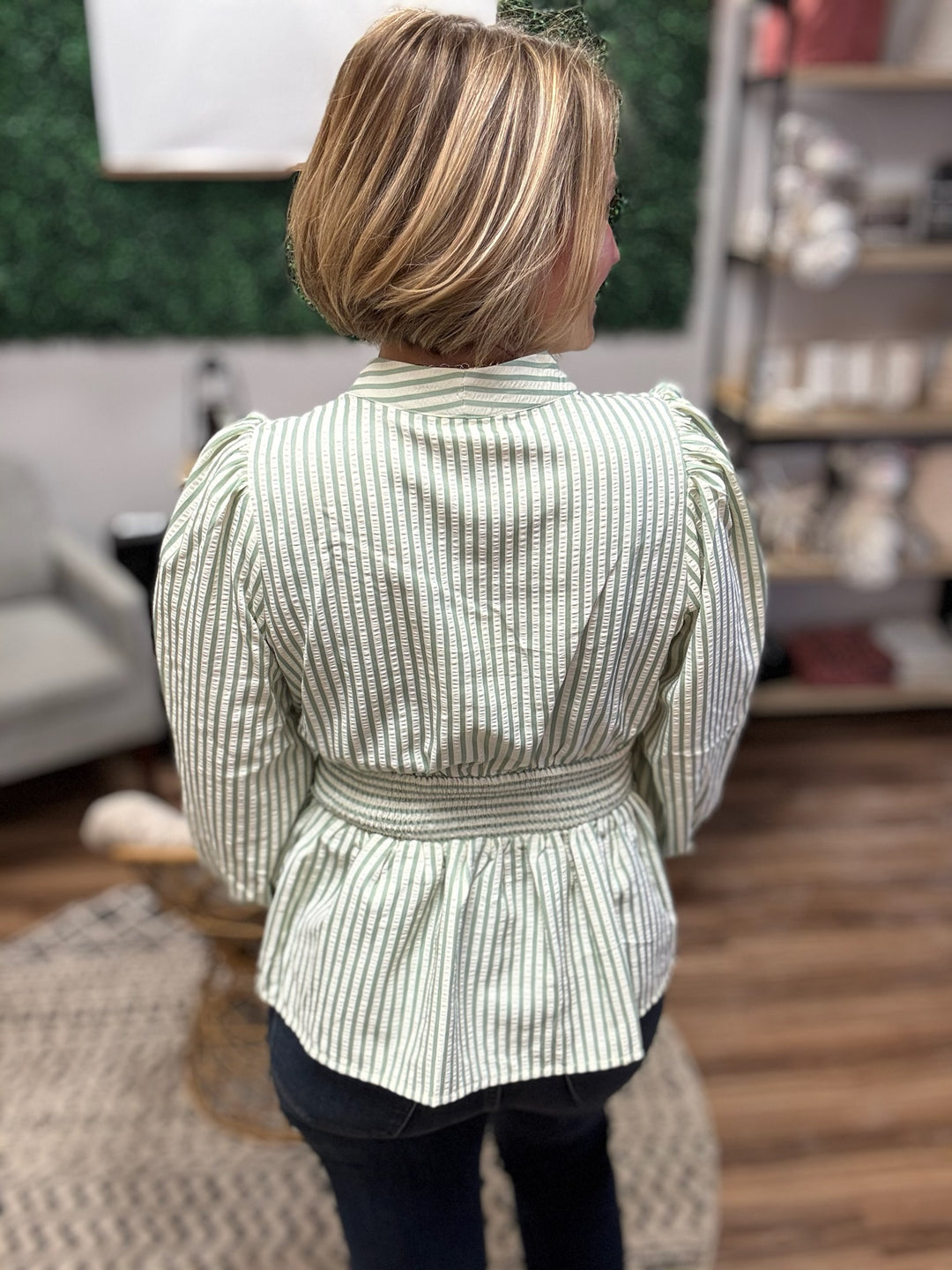 Hampton Stripe Smocked Peplum Top