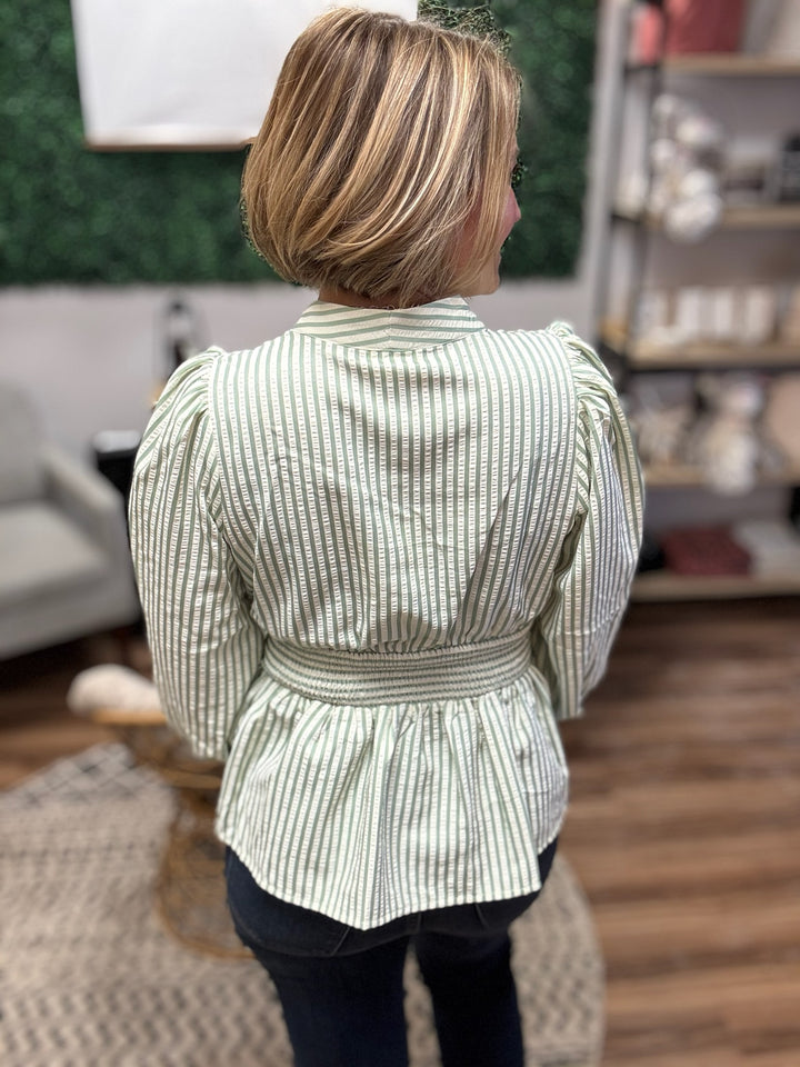 Hampton Stripe Smocked Peplum Top