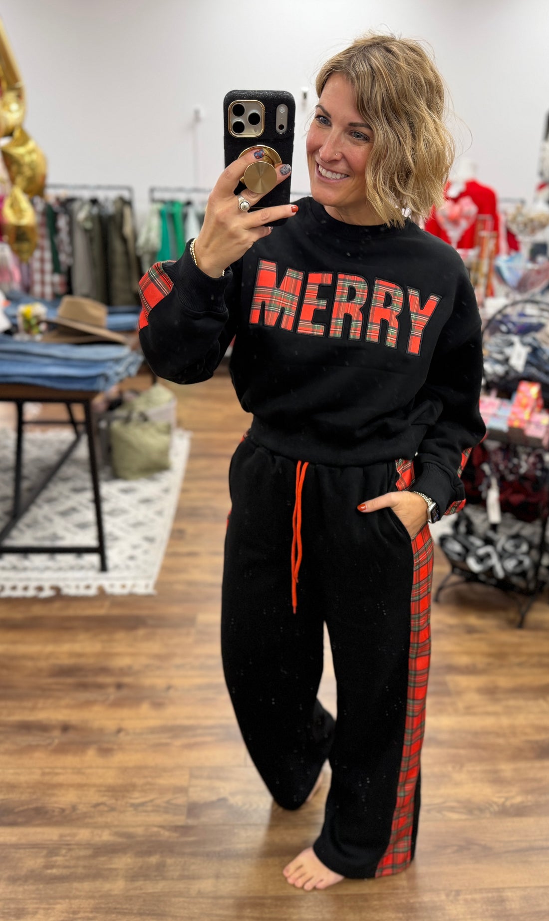 MERRY Plaid Pant Set