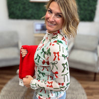 Keigan Mesh Top- Midnight Bow Christmas Edition