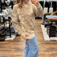 Taupe Floral Sweater