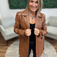 Long Sleeve Vegan Leather Coat