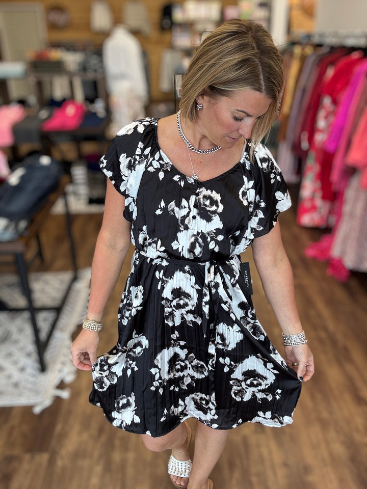 Liverpool - Midnight Bloom Flutter Sleeve Dress