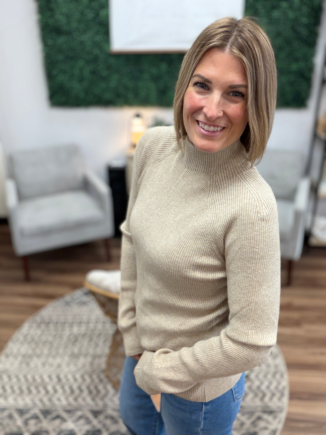 Liverpool - Long Sleeve Turtleneck Sweater - Mocha