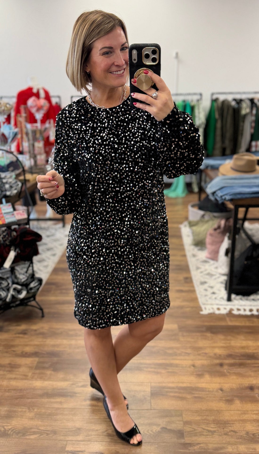 Old Flame Sequin Dress - Black