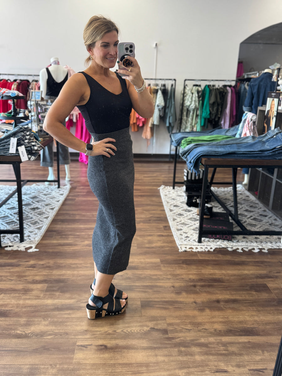 Ribbed Asymmetric Hem and Sleeve Top & Skirt Set