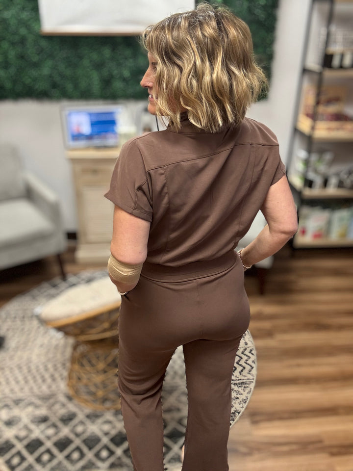 Modal Zip-Front Jumpsuit - Mocha