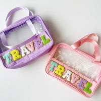 TRAVEL Chenille Letter Clear Bag