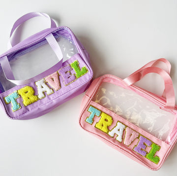 TRAVEL Chenille Letter Clear Bag