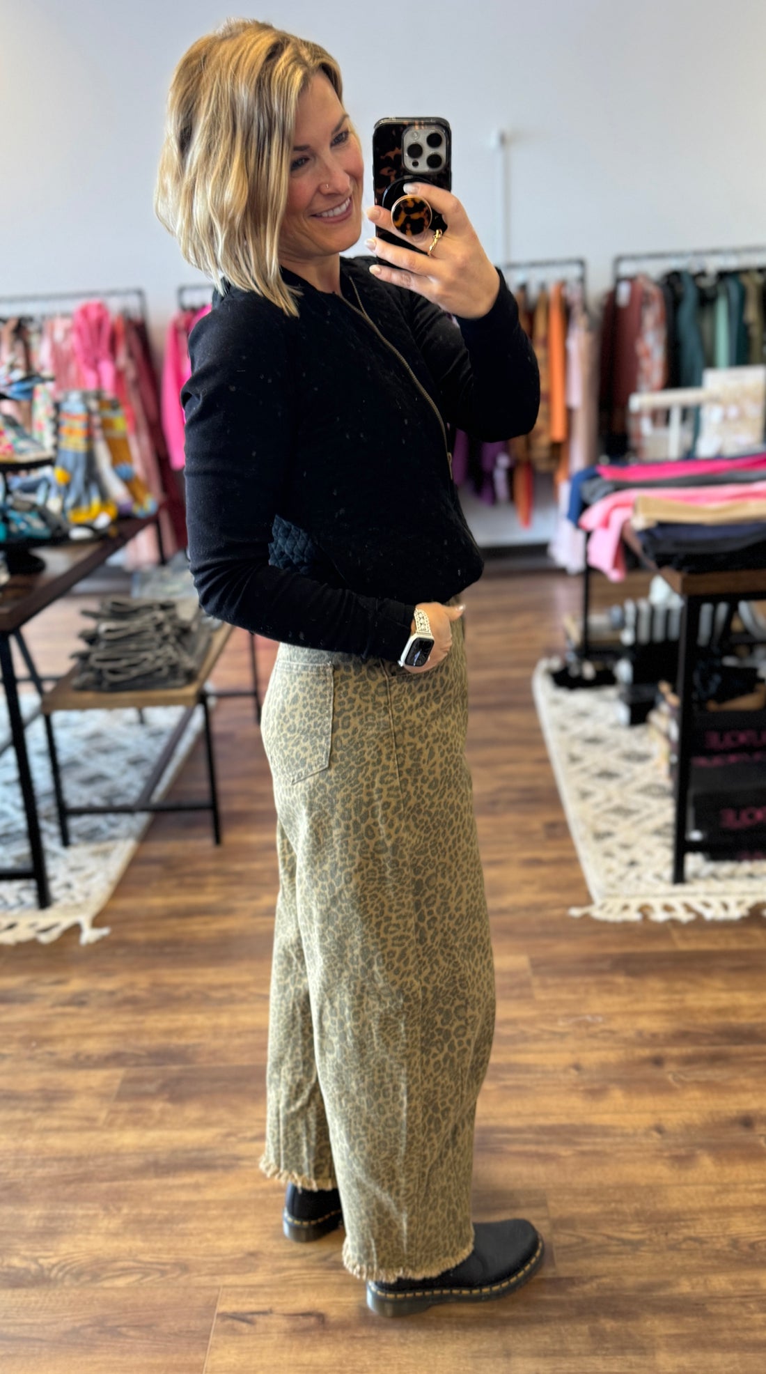 Cheetah Print Barrel Jeans