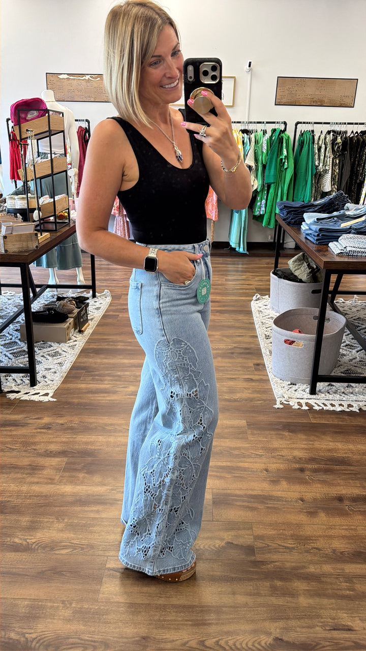 Blakeley - Floral Charm Wide Leg Jeans