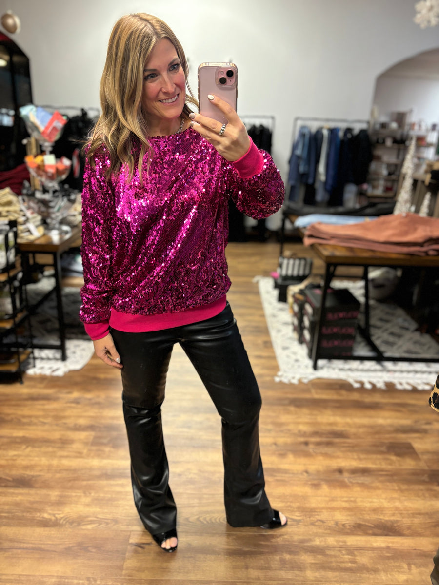 In the Spotlight Sequin Top - Hot Pink