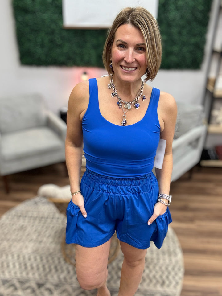 Flounce &amp; Flow Romper - Cobalt Blue