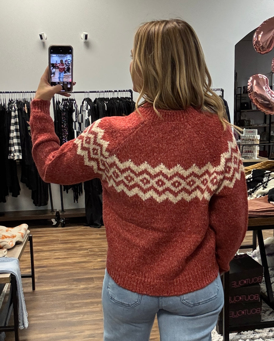 Jacquard Patterned Knit Sweater