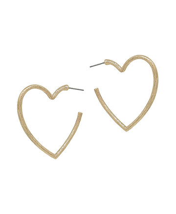 Metal Heart Earring with Scratch Texture