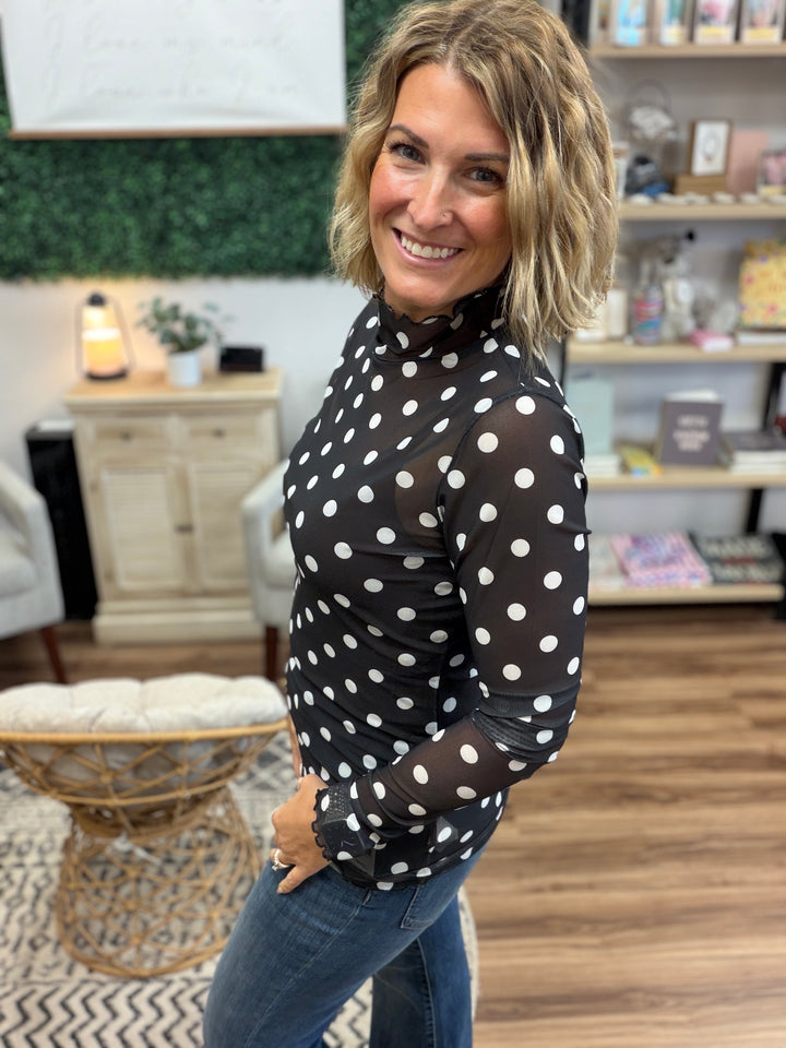 Kate Mesh Top - Polka Dots