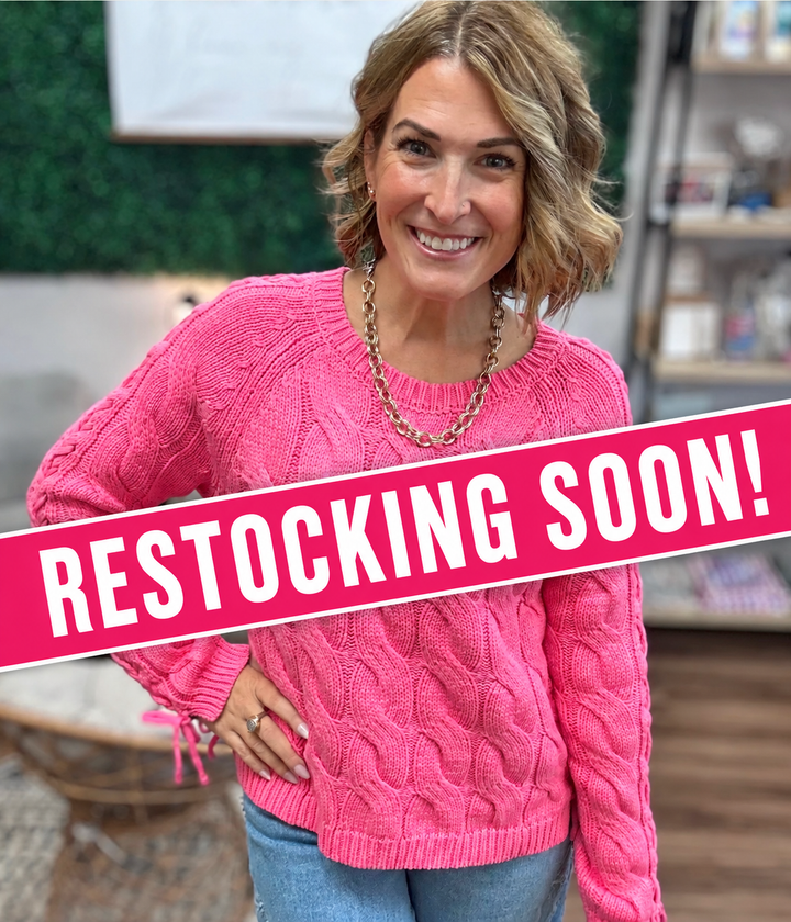 Pretty in Pink Cable Knit Sweater
