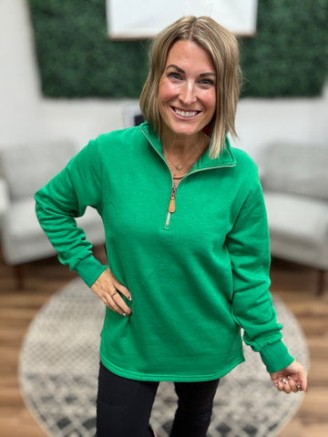 Miley - Vintage Quarter Zip Pullover - Green