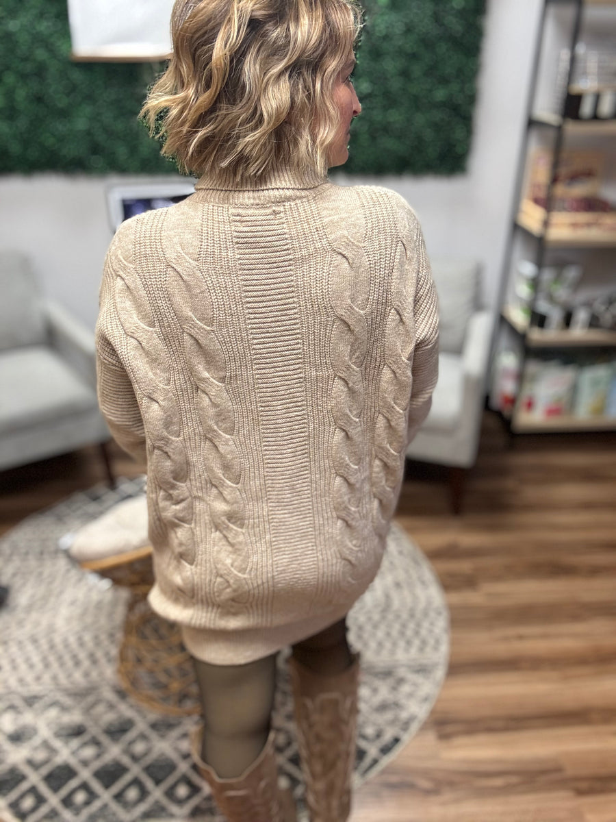Chunky Cable Knit Sweater Dress